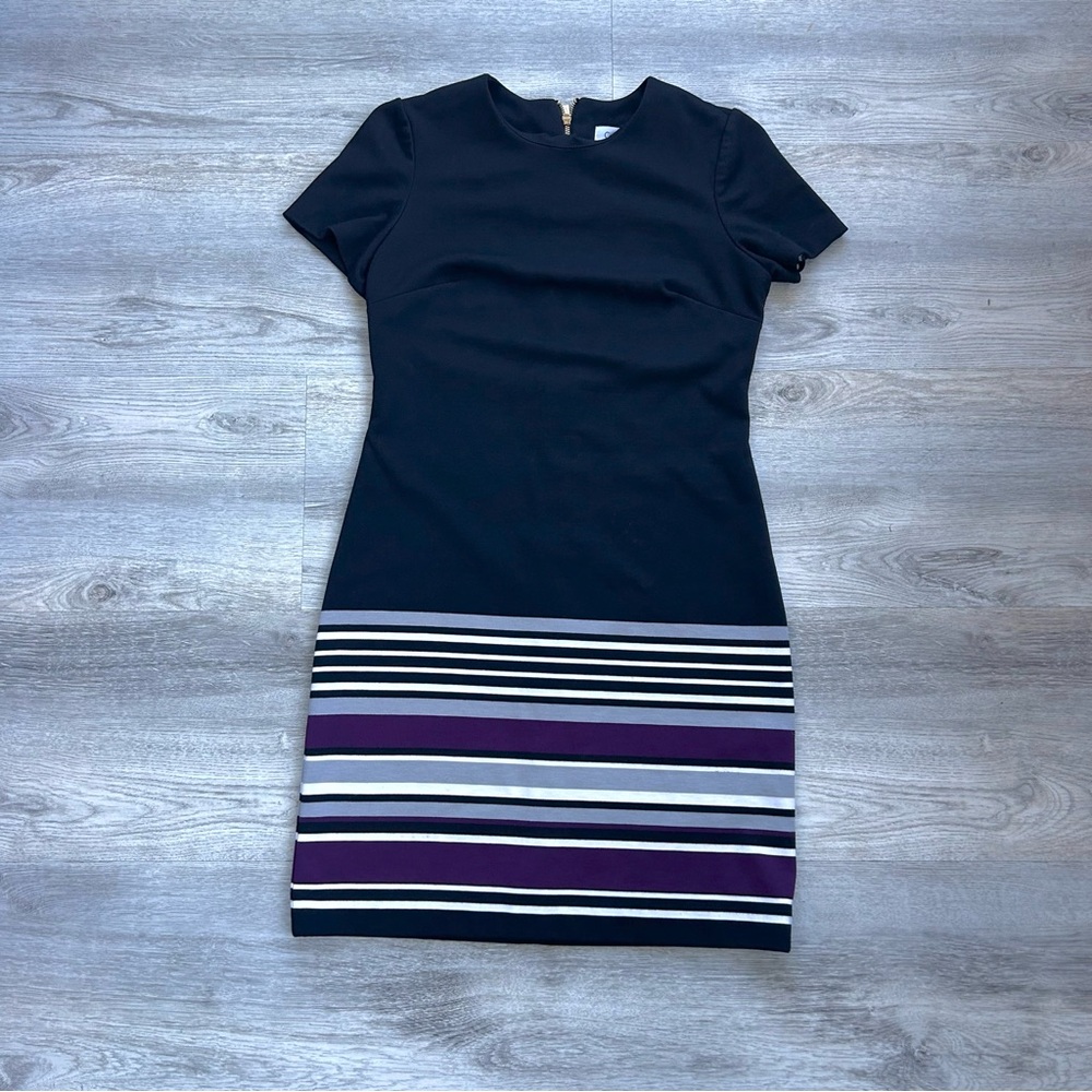 Calvin Klein Striped Dress Women's 2P Petite Business Preppy Teacher Party
